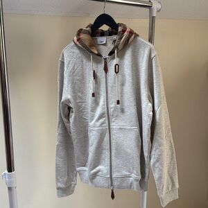 Burberry Gray Sweatshirt with Checkered Hood